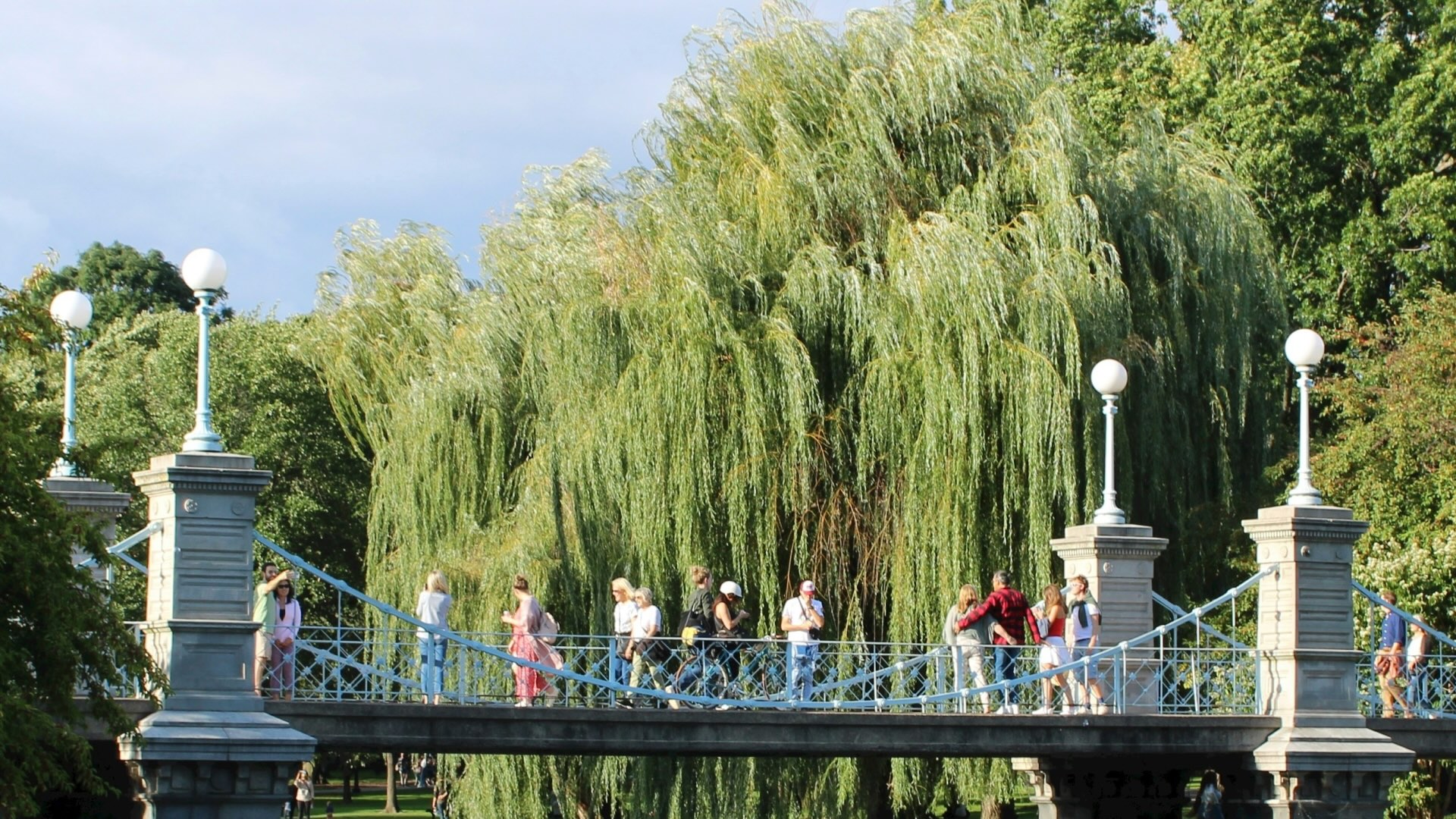 People walking in the bridge